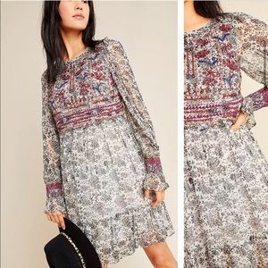 Anthropologie Gisella Beaded Tunic Dress